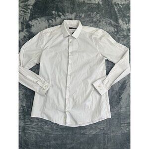 J. Ferrar Mens Slim Fit White Stretch Dress Shirt Size L  16-16.5  34-35